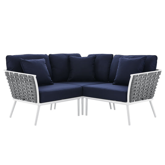 Stellan Alfresco Corner Sectional, White & Navy