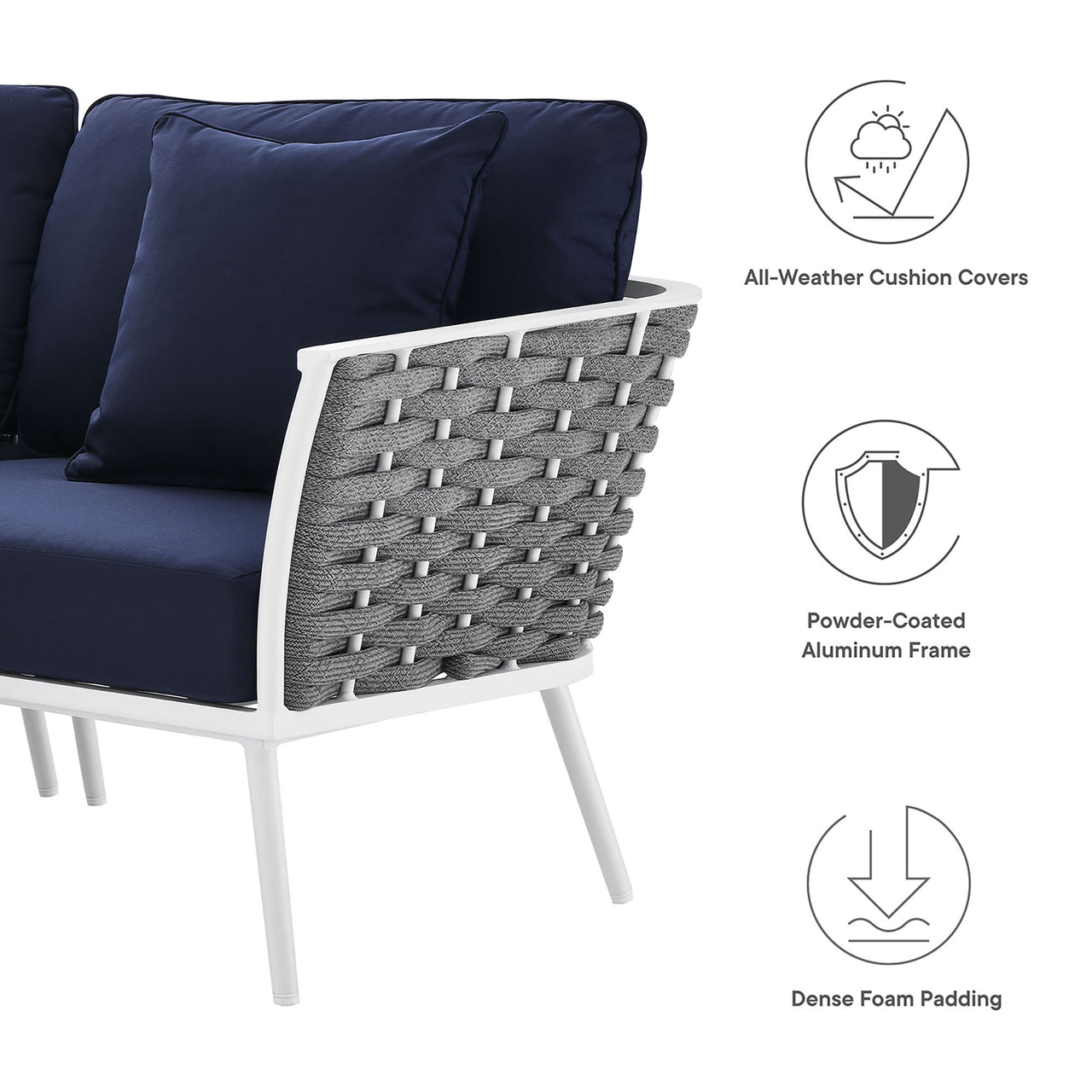 Stellan Alfresco Corner Sectional, White & Navy