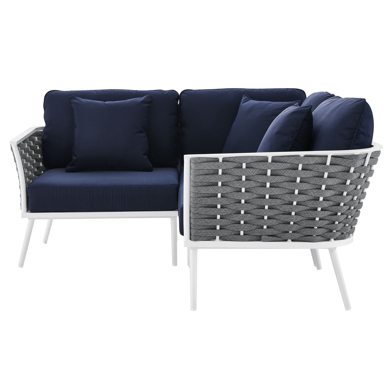 Stellan Alfresco Corner Sectional, White & Navy