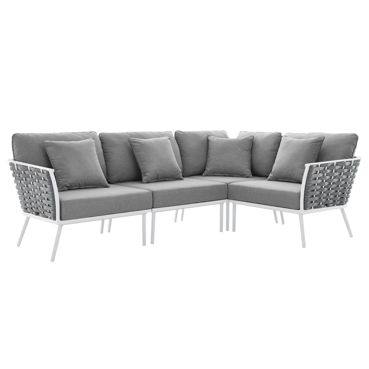 Stellan Alfresco L-Shaped Sectional, White & Gray