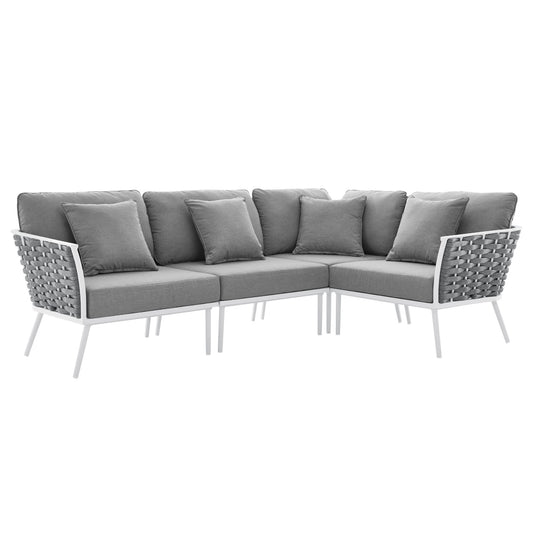 Stellan Alfresco L-Shaped Sectional, White & Gray