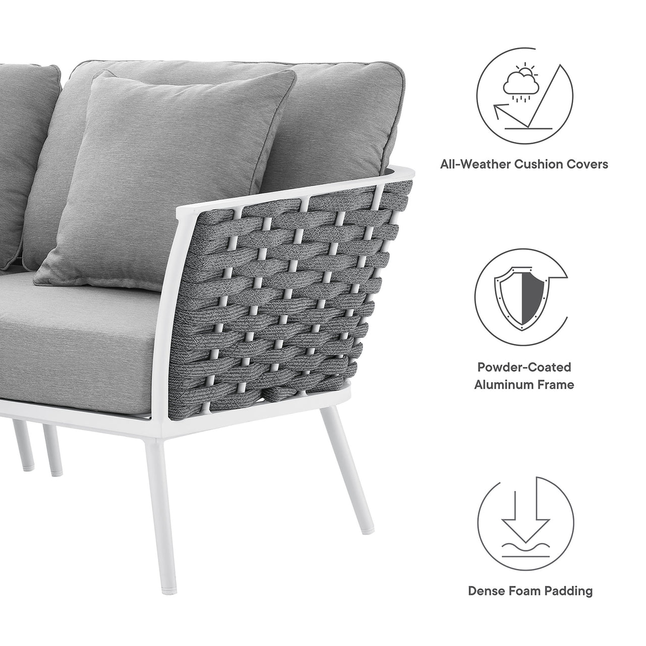 Stellan Alfresco L-Shaped Sectional, White & Gray