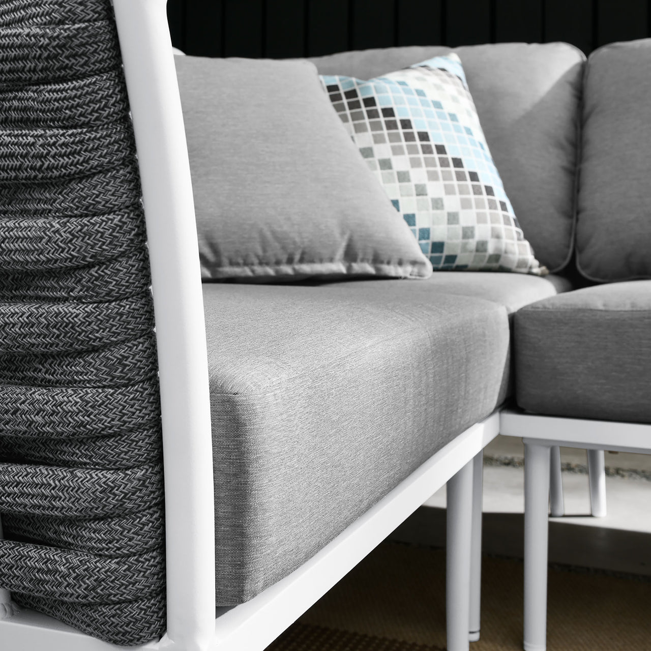 Stellan Alfresco L-Shaped Sectional, White & Gray