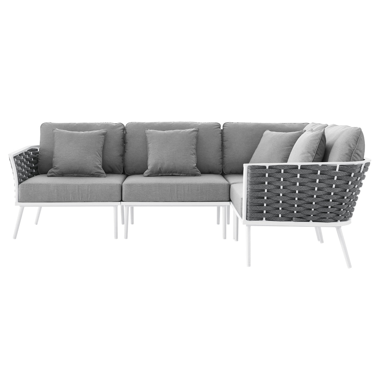 Stellan Alfresco L-Shaped Sectional, White & Gray