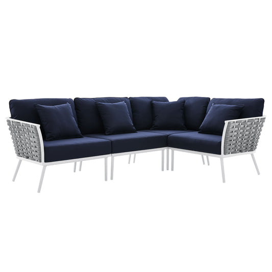 Stellan Alfresco L-Shaped Sectional, White & Navy