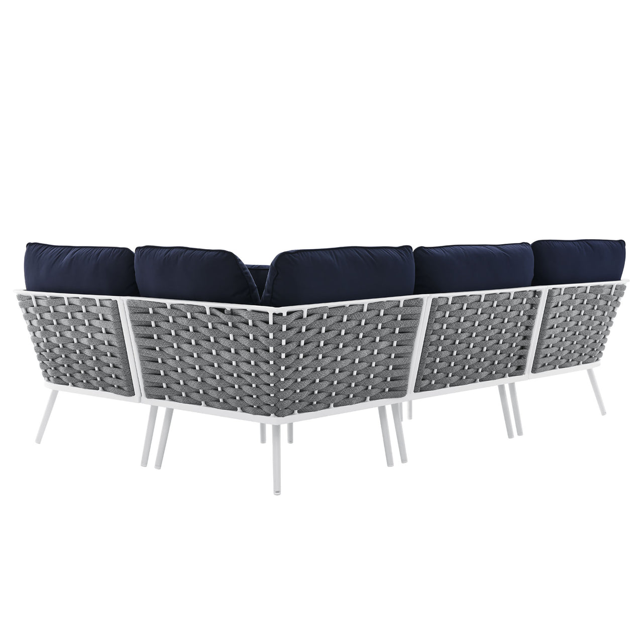 Stellan Alfresco L-Shaped Sectional, White & Navy
