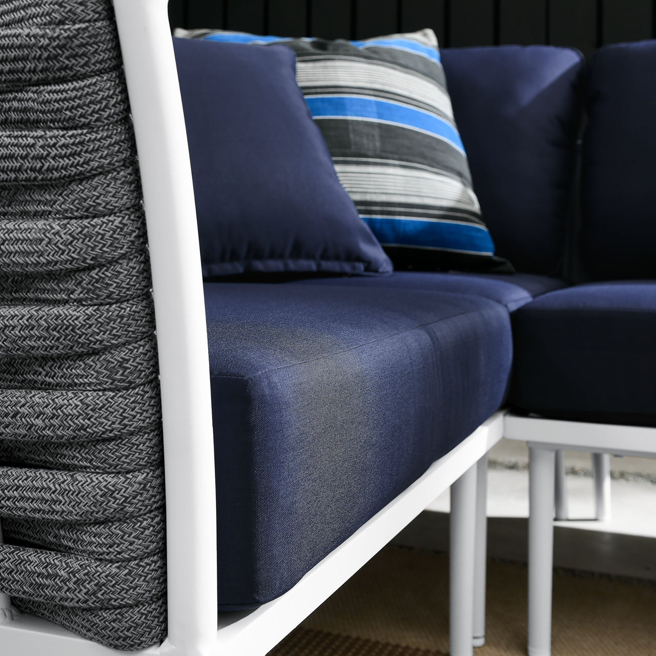 Stellan Alfresco L-Shaped Sectional, White & Navy