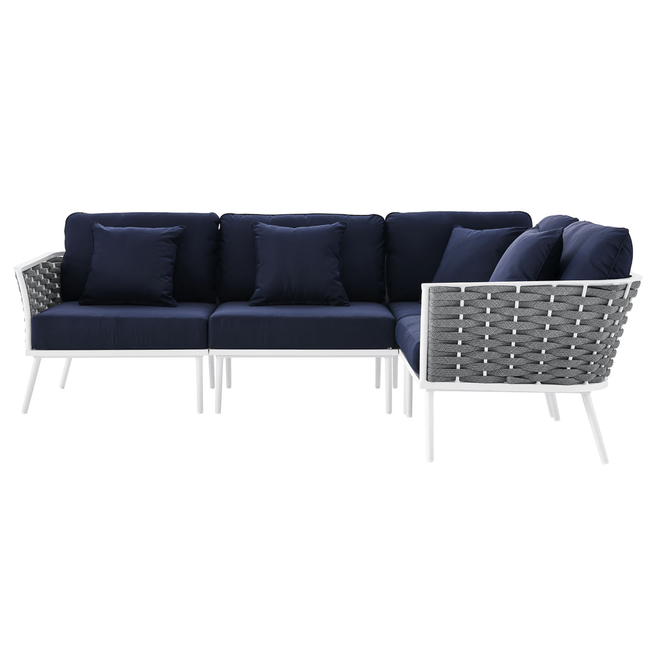 Stellan Alfresco L-Shaped Sectional, White & Navy