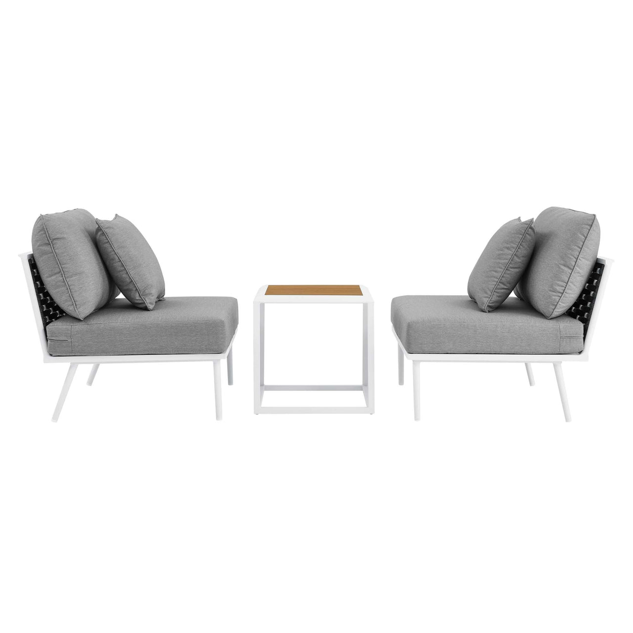 Stellan 3-Piece Alfresco Set, White & Gray