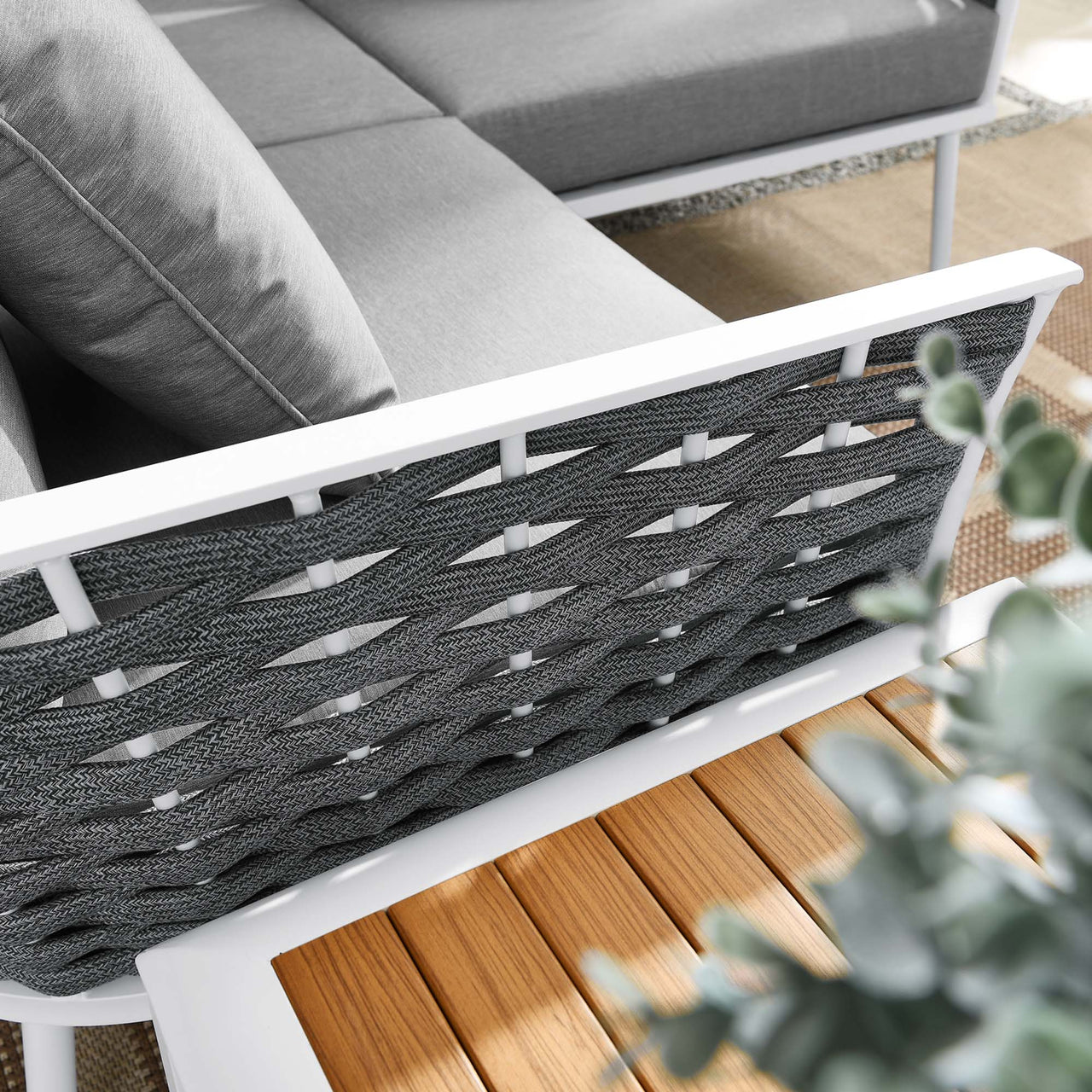 Stellan 4-Piece Alfresco Sectional Sofa Set, White & Gray