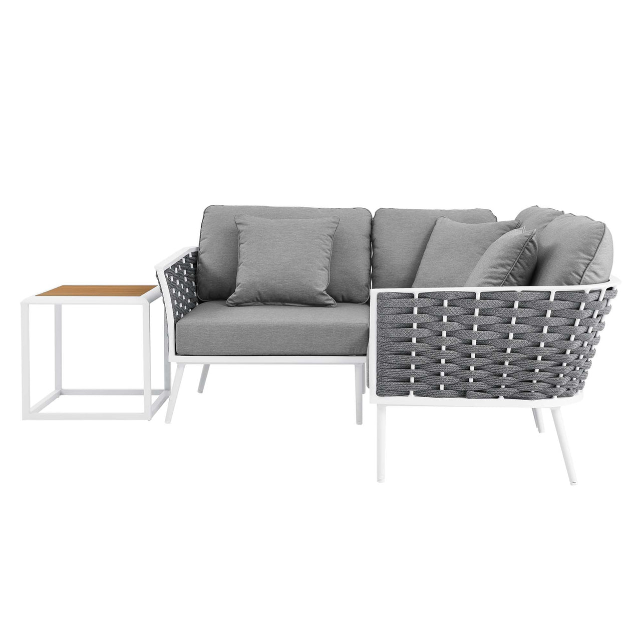 Stellan 4-Piece Alfresco Sectional Sofa Set, White & Gray