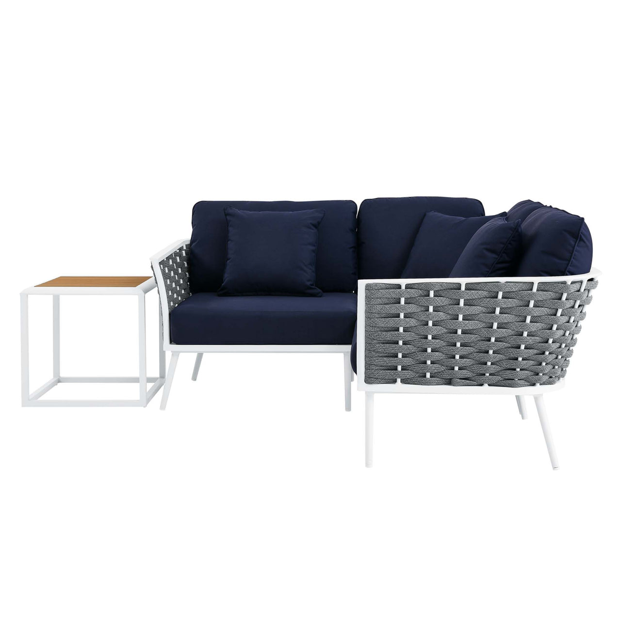 Stellan 4-Piece Alfresco Sectional Sofa Set, White & Navy