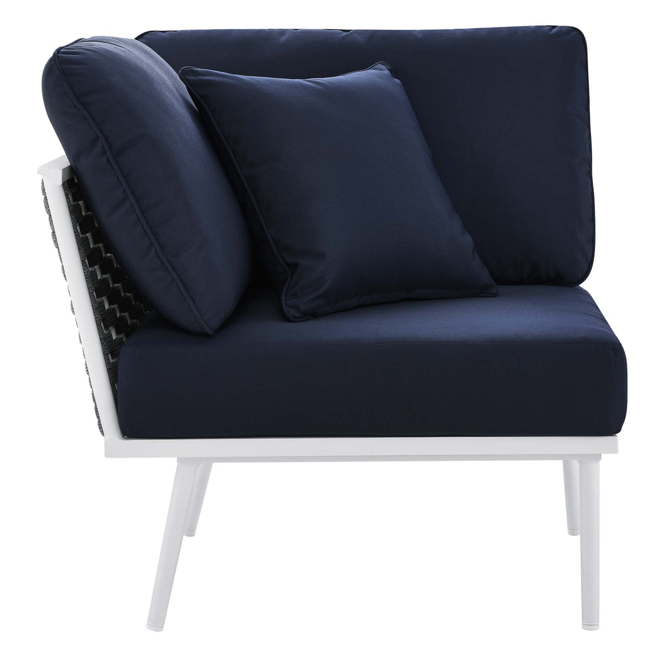 Stellan 4-Piece Alfresco Sectional Sofa Set, White & Navy