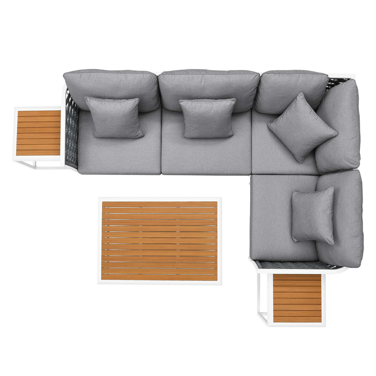 Stellan 7-Piece Alfresco Sectional Sofa Set, White & Gray