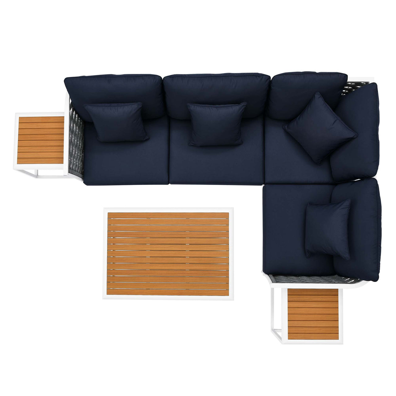 Stellan 7-Piece Alfresco Sectional Sofa Set, White & Navy