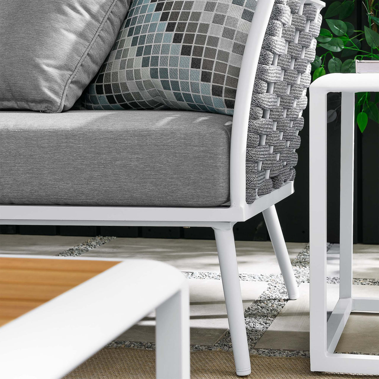 Stellan 8-Piece Alfresco Sectional Sofa Set, White & Gray