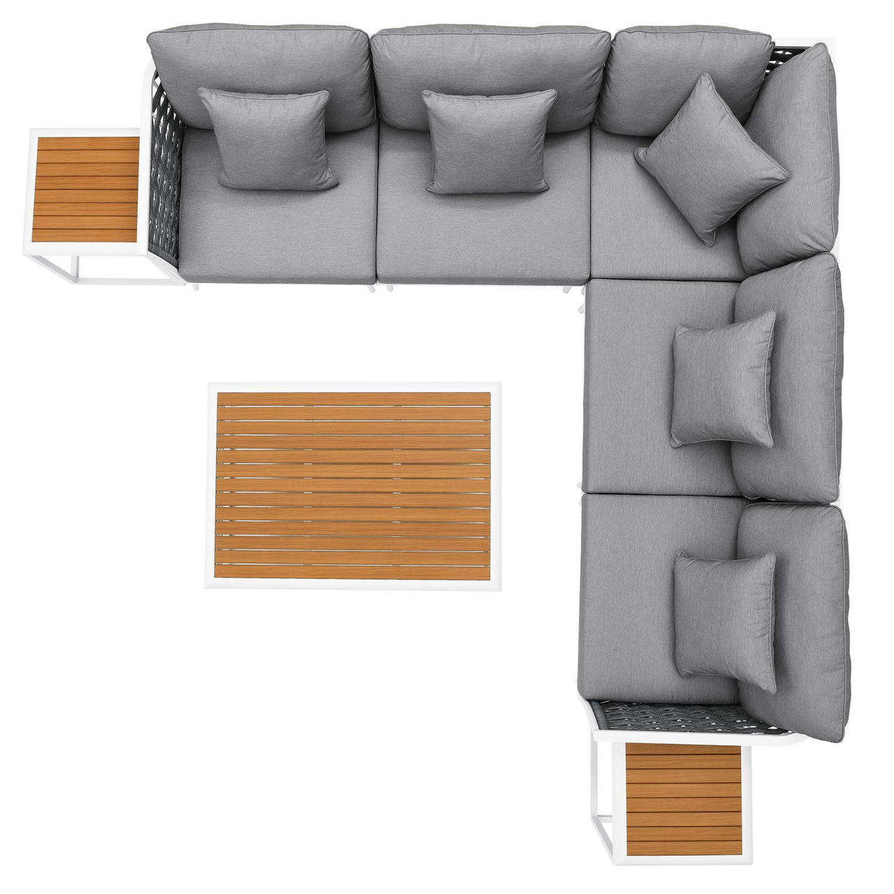 Stellan 8-Piece Alfresco Sectional Sofa Set, White & Gray