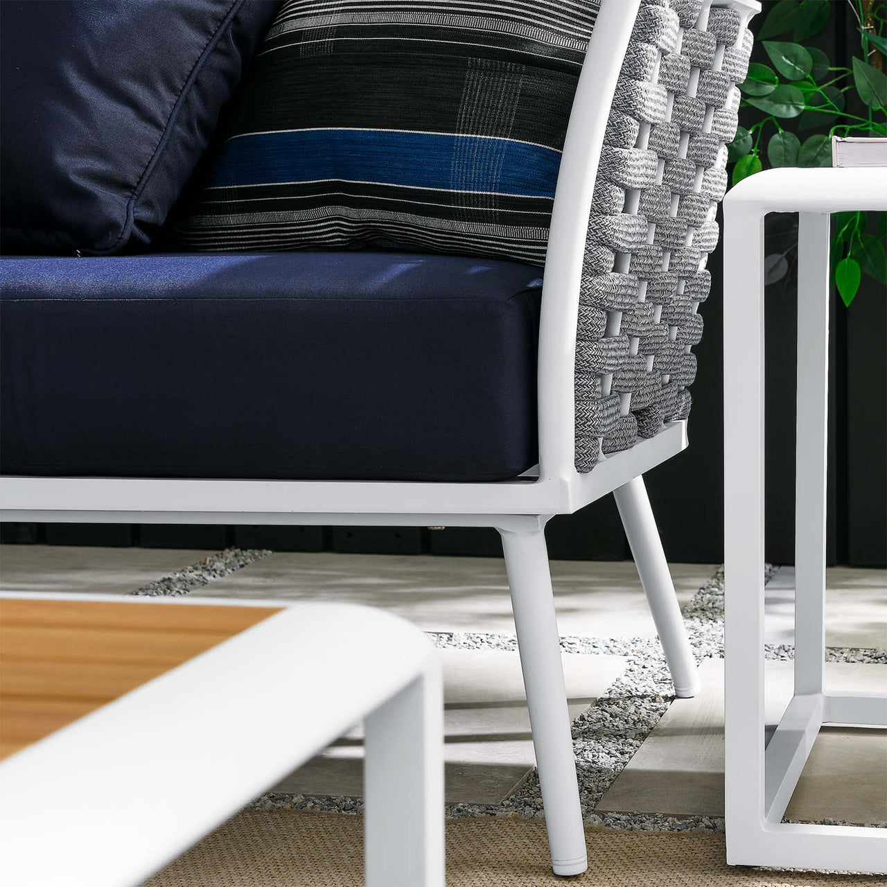 Stellan 8-Piece Alfresco Sectional Sofa Set, White & Navy