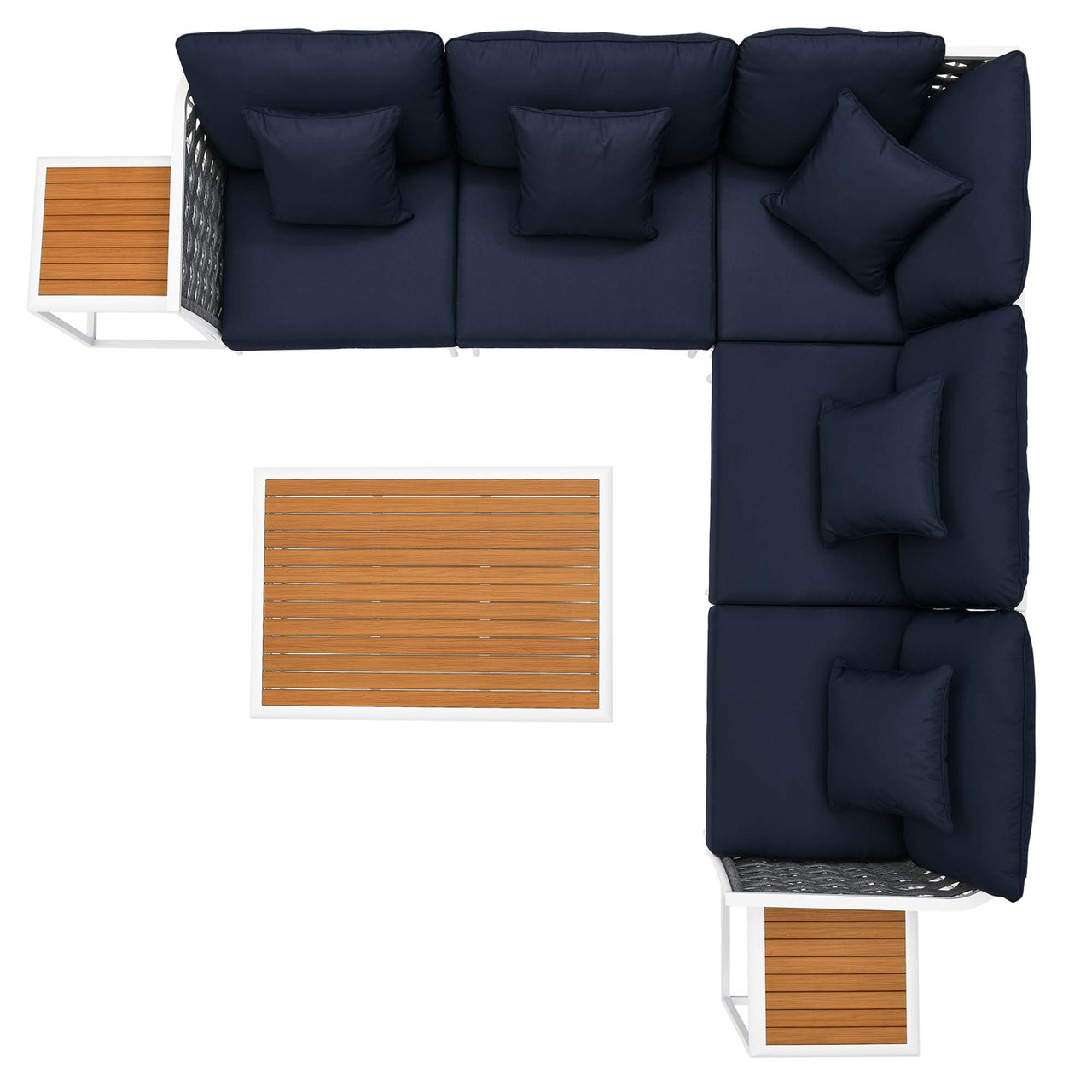 Stellan 8-Piece Alfresco Sectional Sofa Set, White & Navy