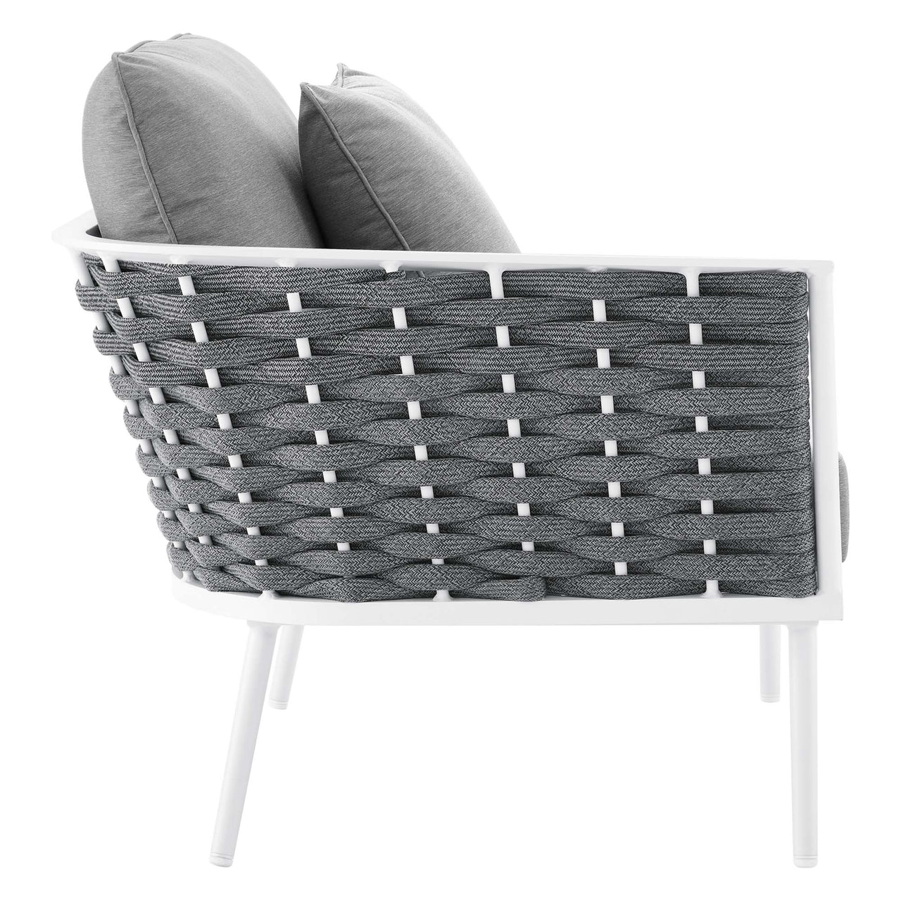 Stellan 9-Piece Aluminum Alfresco Sectional Sofa Set, White & Gray