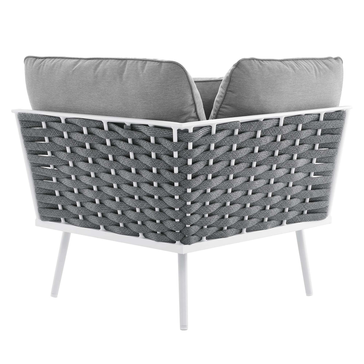 Stellan 9-Piece Aluminum Alfresco Sectional Sofa Set, White & Gray