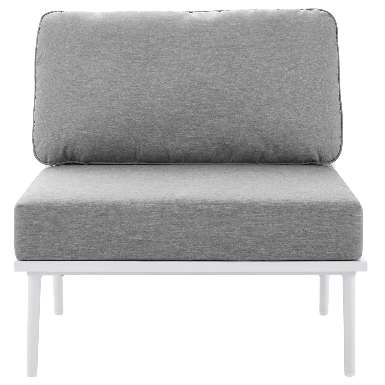 Stellan 9-Piece Aluminum Alfresco Sectional Sofa Set, White & Gray