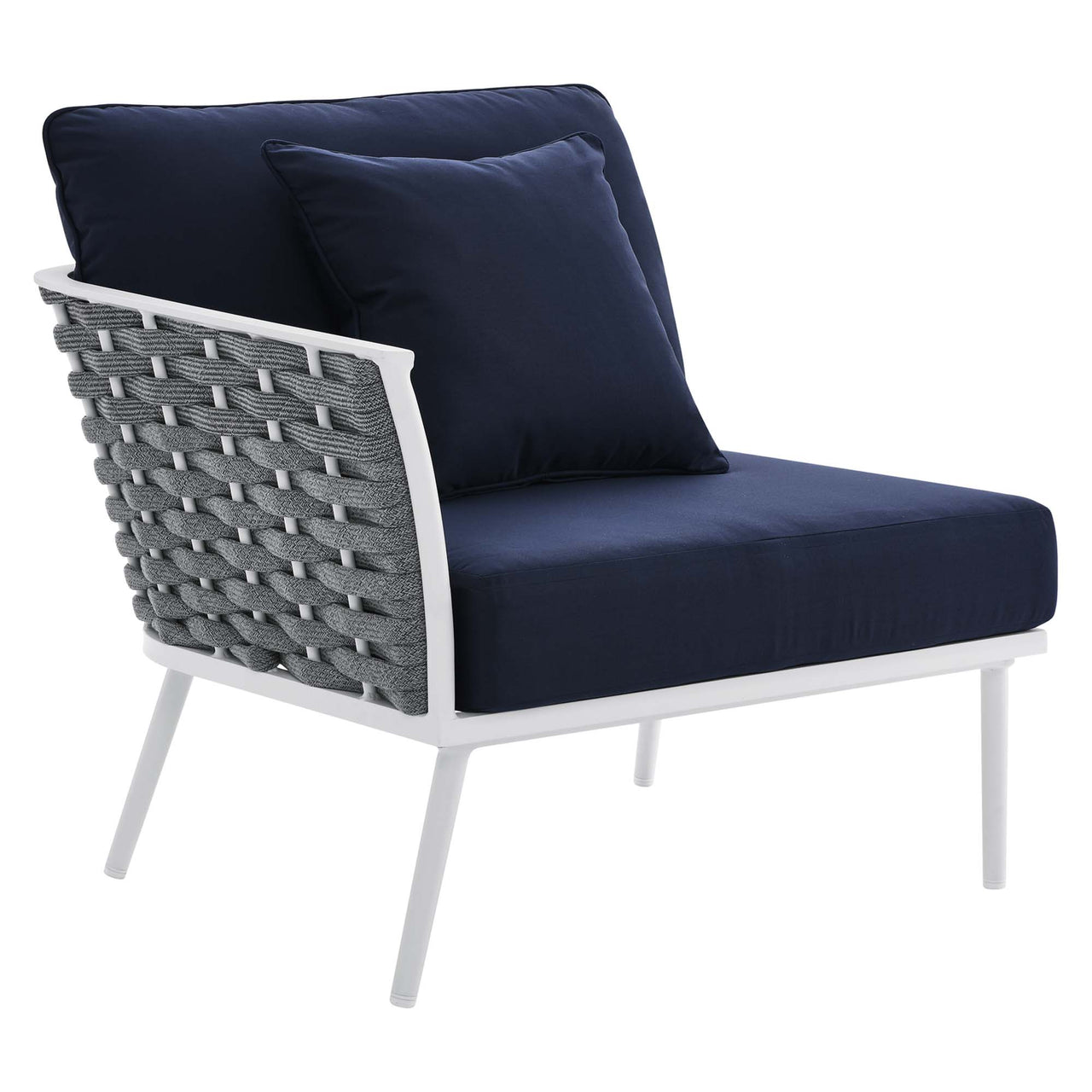 Stellan 9-Piece Aluminum Alfresco Sectional Sofa Set, White & Navy