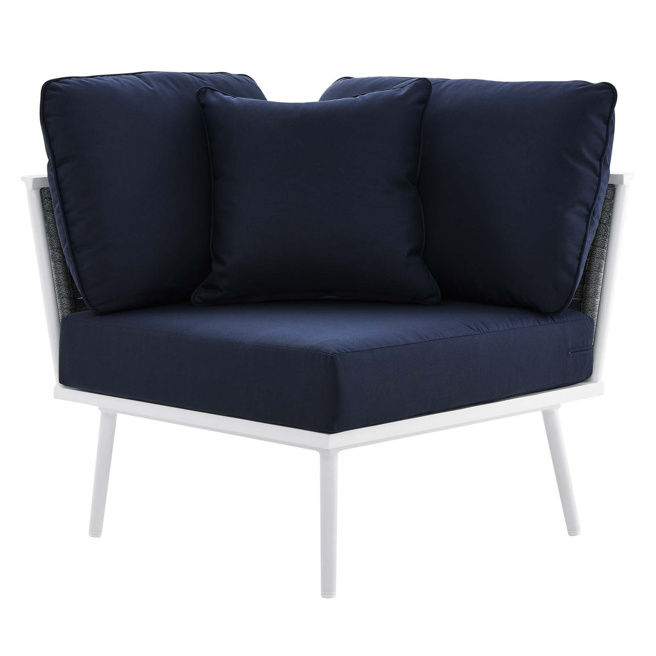 Stellan 9-Piece Aluminum Alfresco Sectional Sofa Set, White & Navy