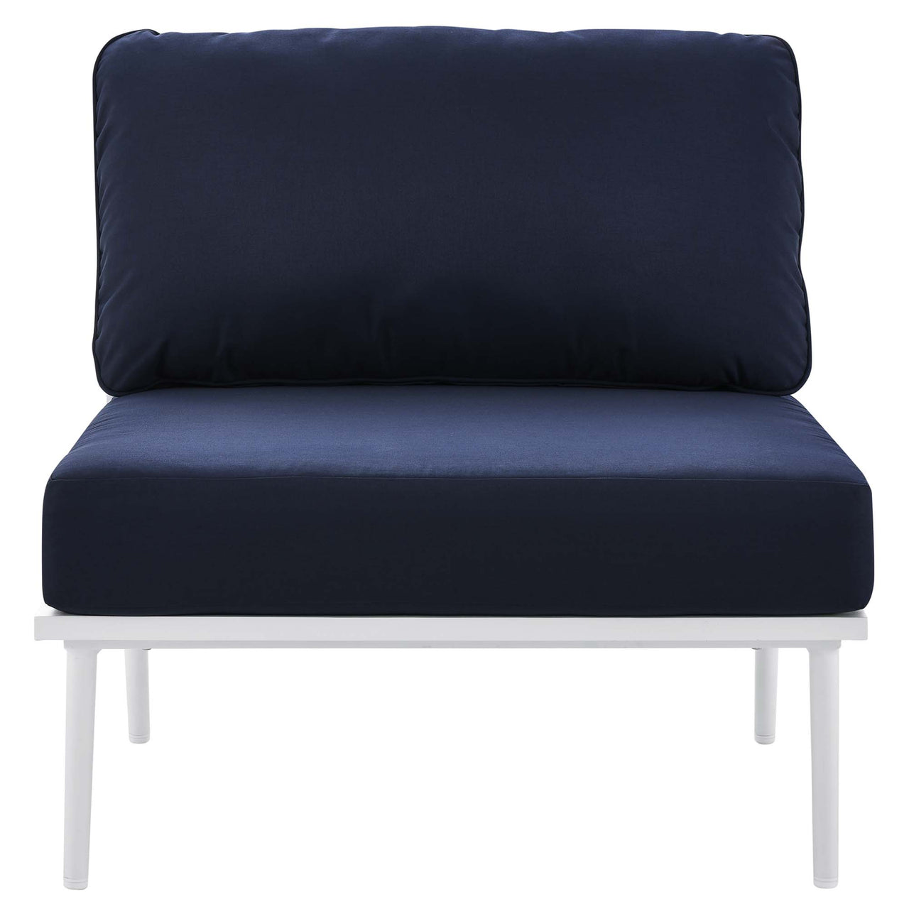 Stellan 9-Piece Aluminum Alfresco Sectional Sofa Set, White & Navy
