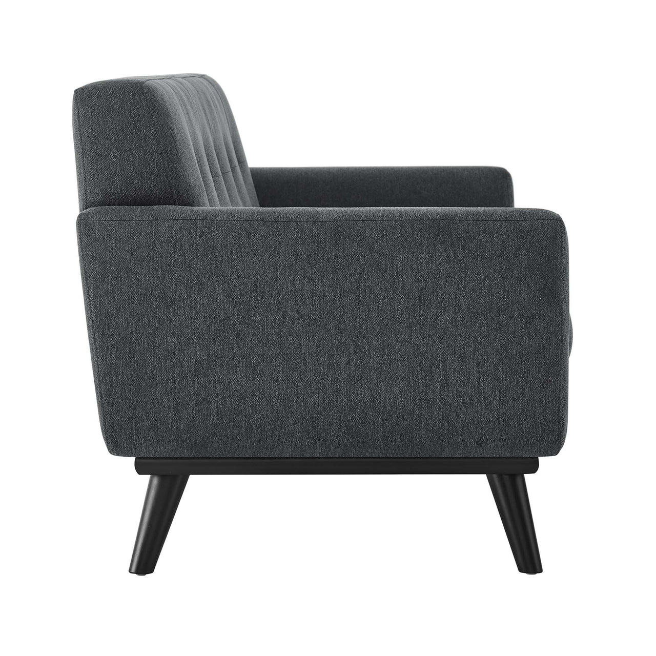 Rendezvous Herringbone Fabric Loveseat, Charcoal