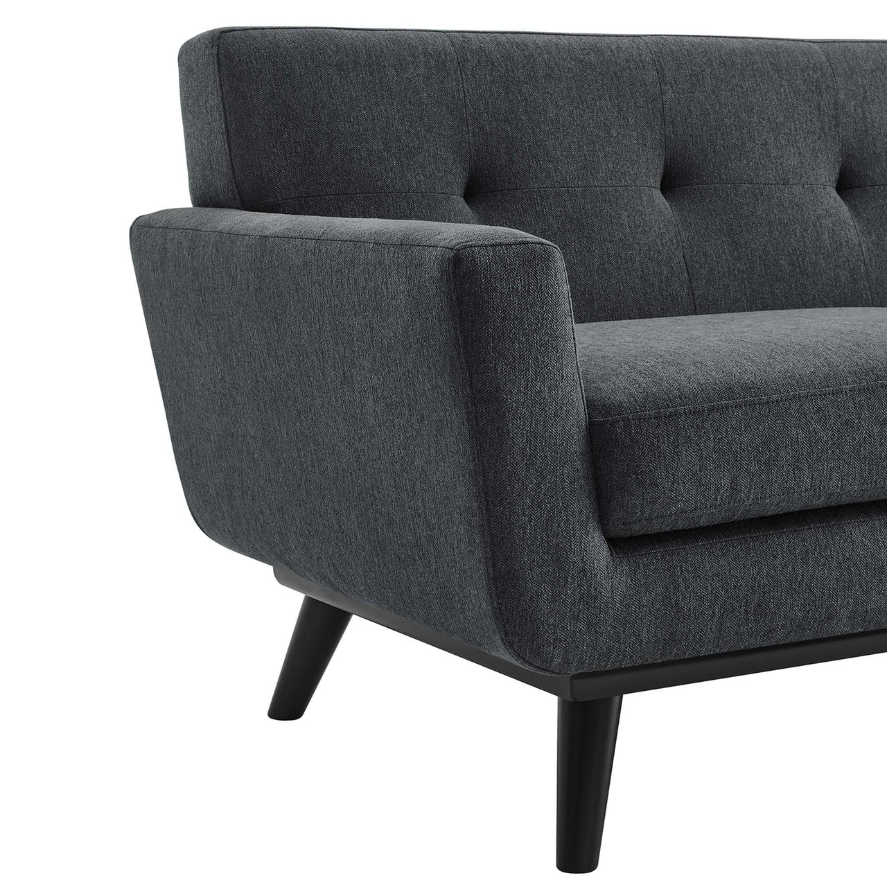 Rendezvous Herringbone Fabric Loveseat, Charcoal