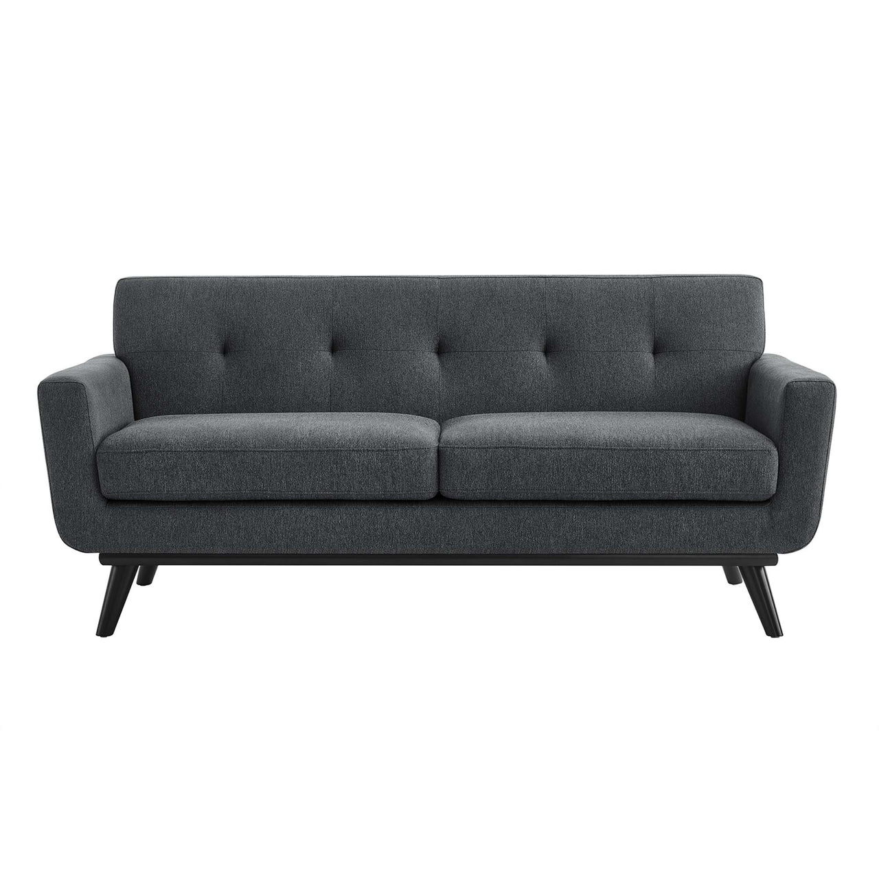 Rendezvous Herringbone Fabric Loveseat, Charcoal