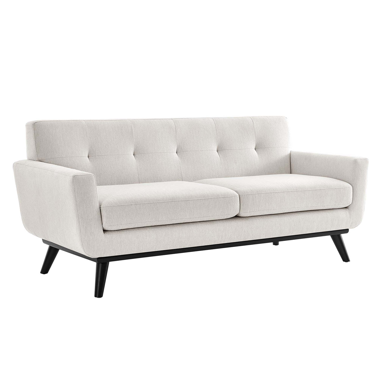 Rendezvous Herringbone Fabric Loveseat, Ivory