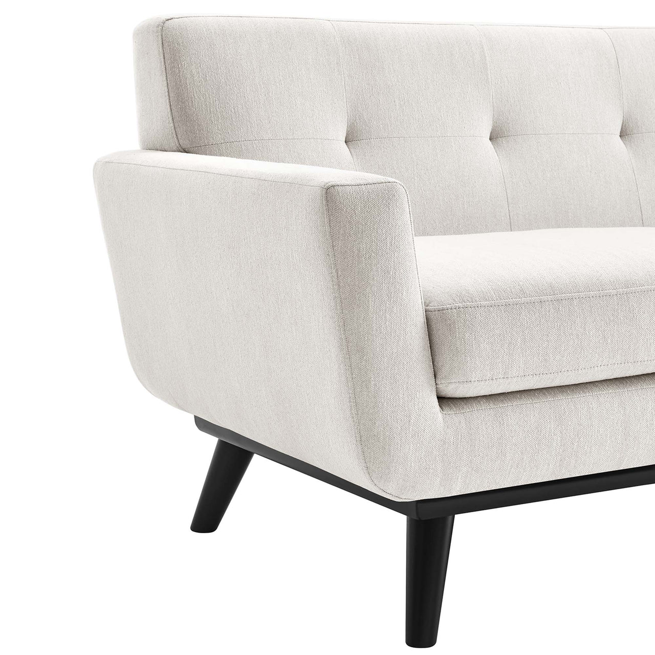 Rendezvous Herringbone Fabric Loveseat, Ivory