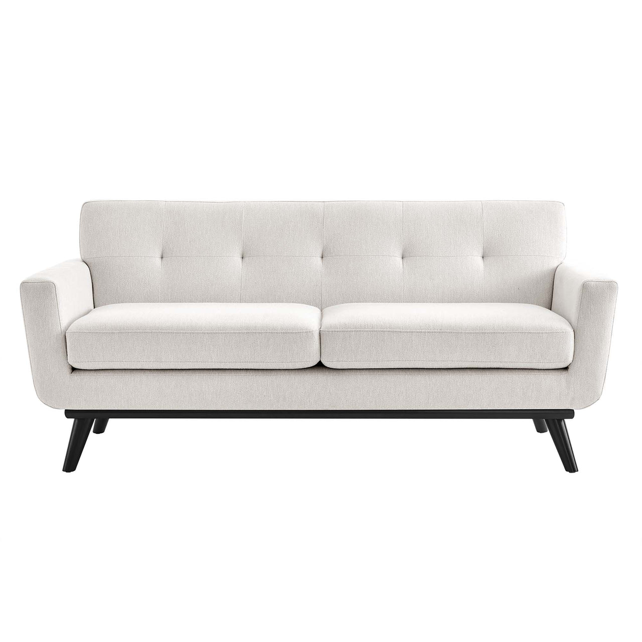 Rendezvous Herringbone Fabric Loveseat, Ivory