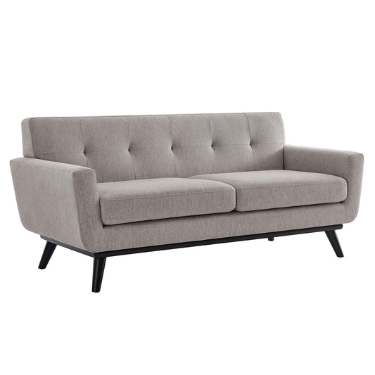 Rendezvous Herringbone Fabric Loveseat, Light Gray