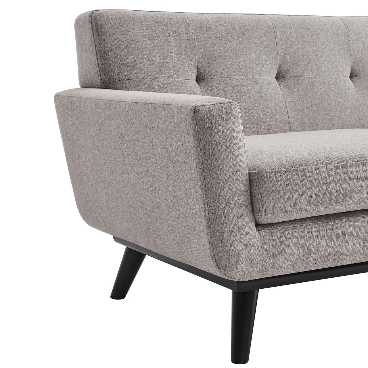 Rendezvous Herringbone Fabric Loveseat, Light Gray