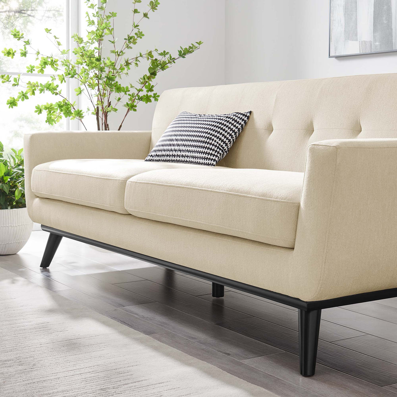 Rendezvous Herringbone Fabric Sofa, Beige