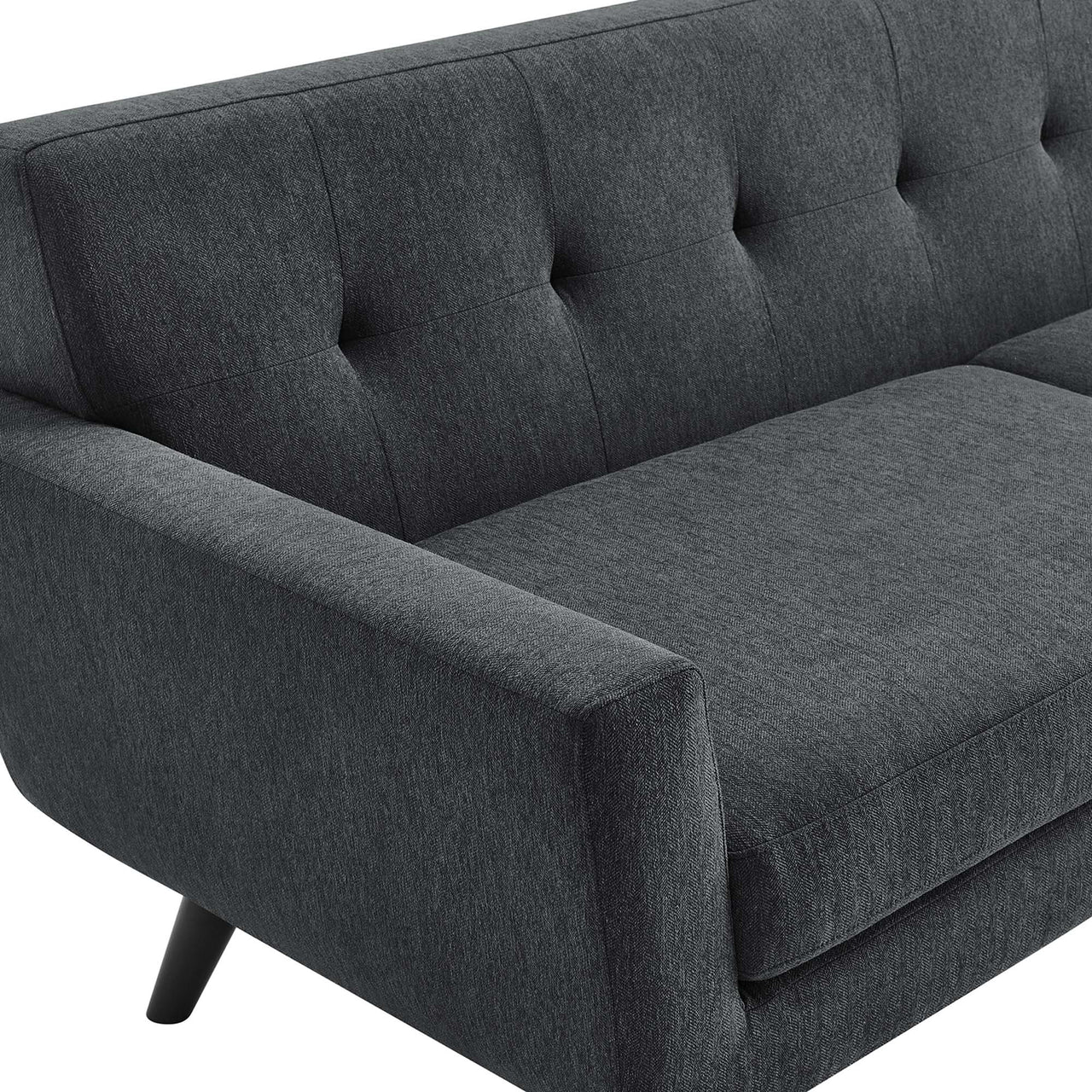 Rendezvous Herringbone Fabric Sofa, Charcoal