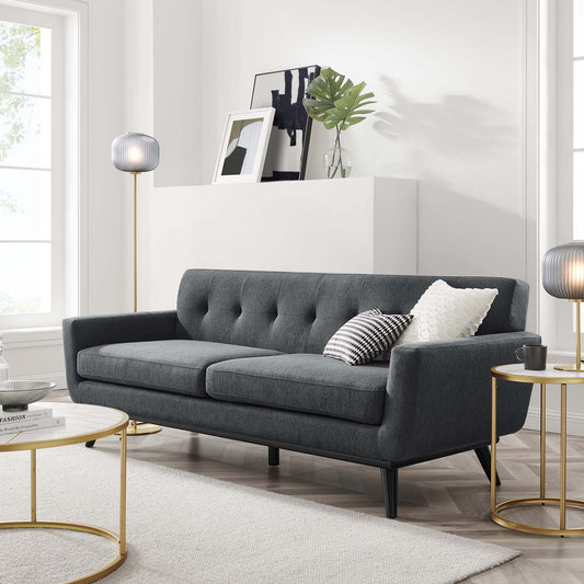 Rendezvous Herringbone Fabric Sofa, Charcoal