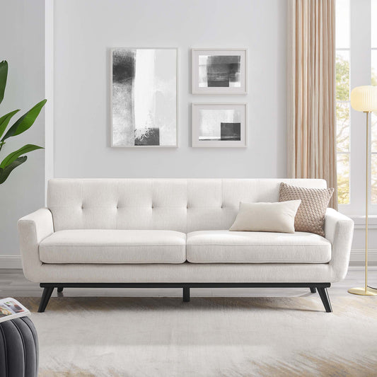 Rendezvous Herringbone Fabric Sofa, Ivory