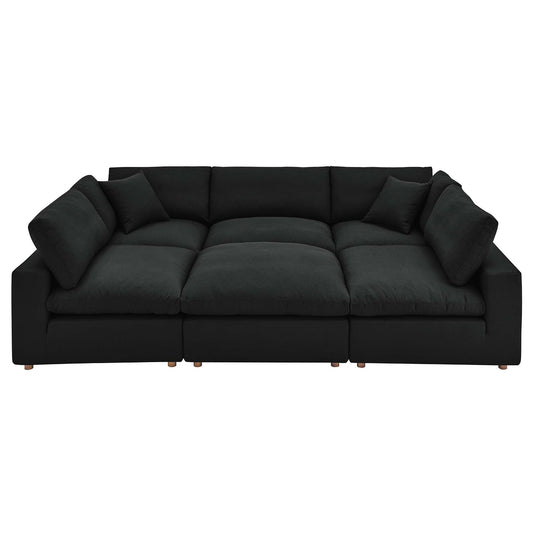 Commix 6-Piece Down Filled Overstuffed Sectional, Black