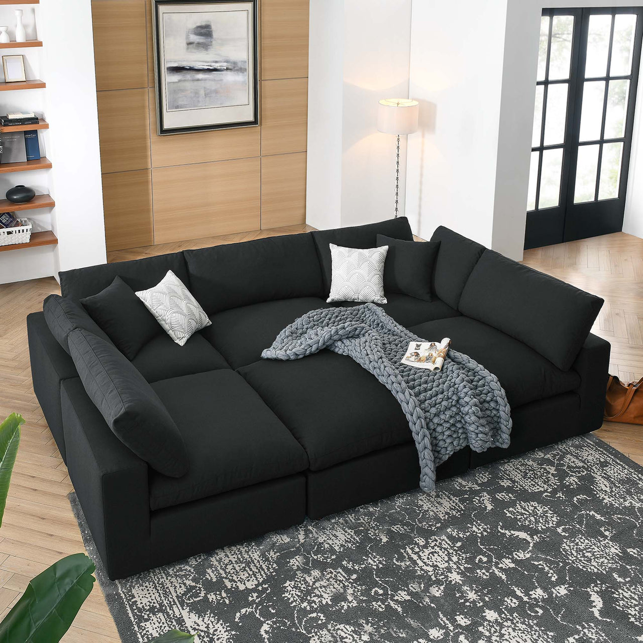 Angelic 6-Piece Cloudblend Sectional, Black