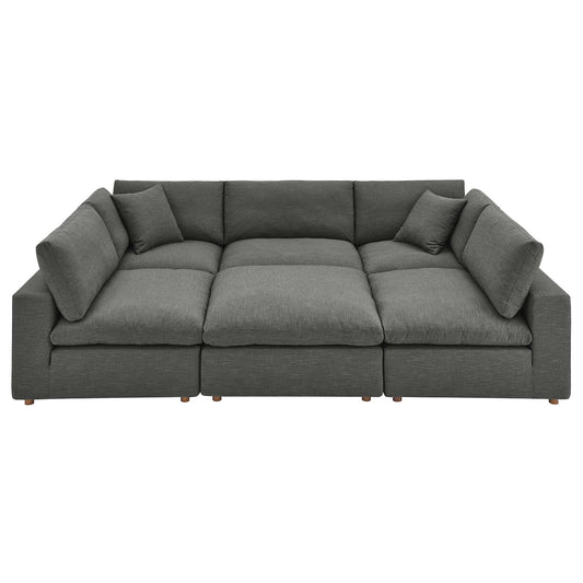 Commix 6-Piece Down Filled Overstuffed Sectional, Gray