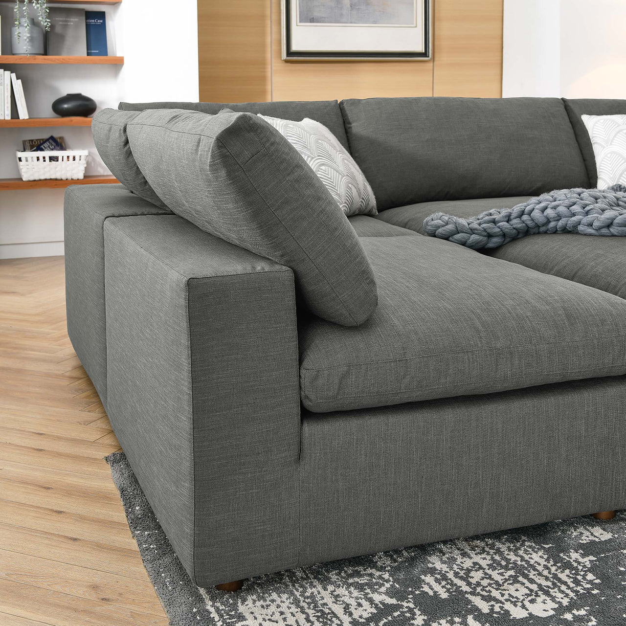 Commix 6-Piece Down Filled Overstuffed Sectional, Gray