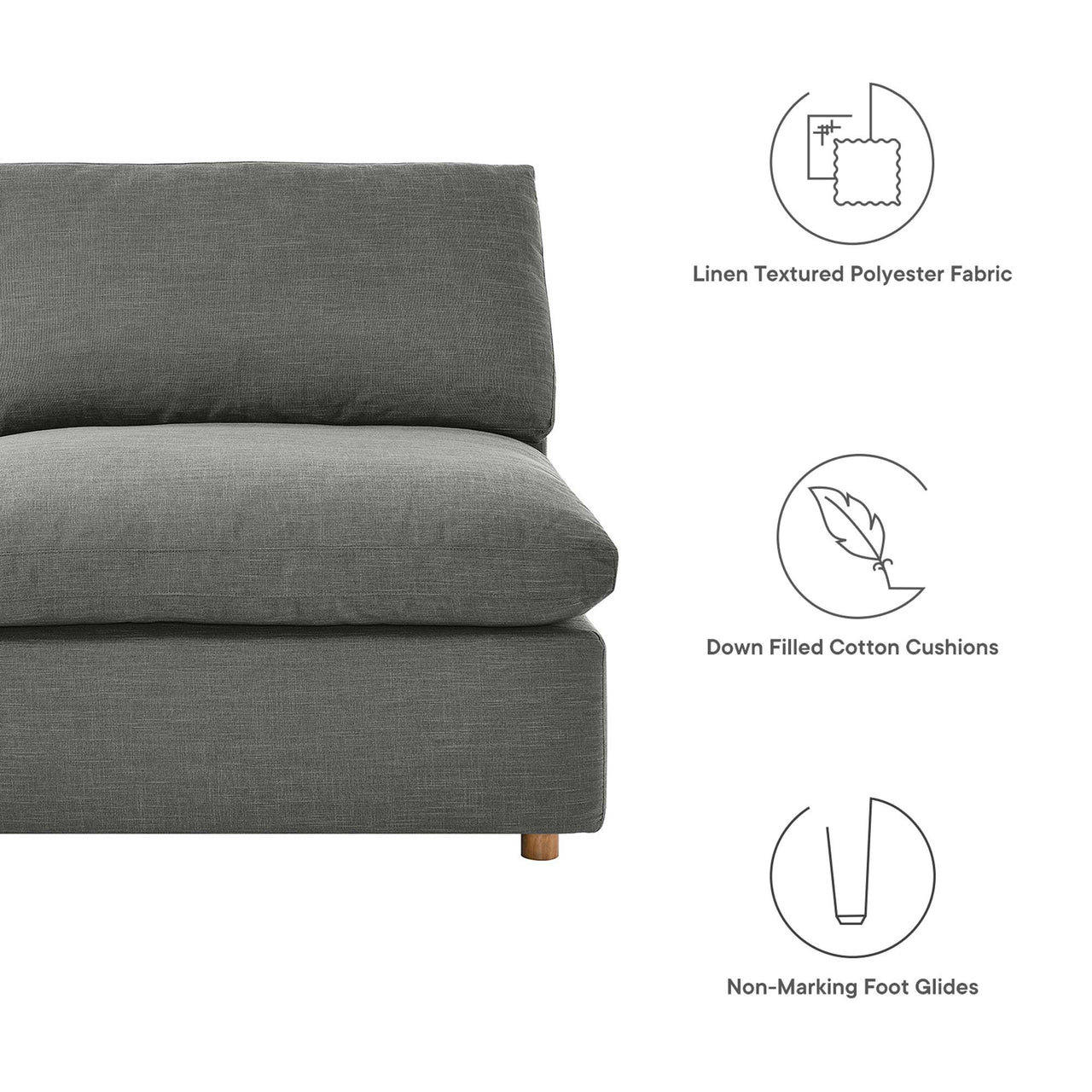 Commix 6-Piece Down Filled Overstuffed Sectional, Gray