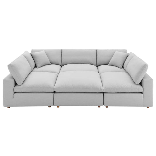 Commix 6-Piece Down Filled Overstuffed Sectional, Light Gray