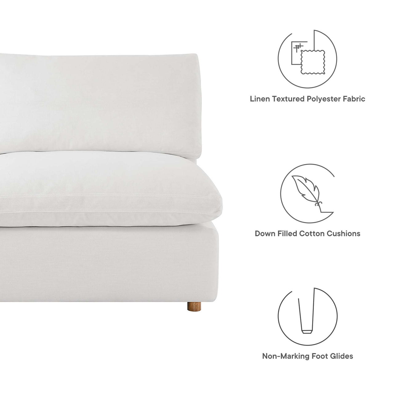 Commix 6-Piece Down Filled Overstuffed Sectional, Pure White