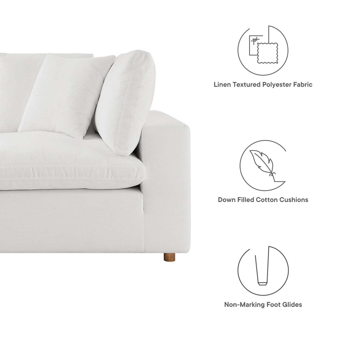 Commix 6-Piece Down Filled Overstuffed Sectional, Pure White
