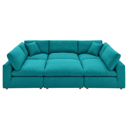 Commix 6-Piece Down Filled Overstuffed Sectional, Teal
